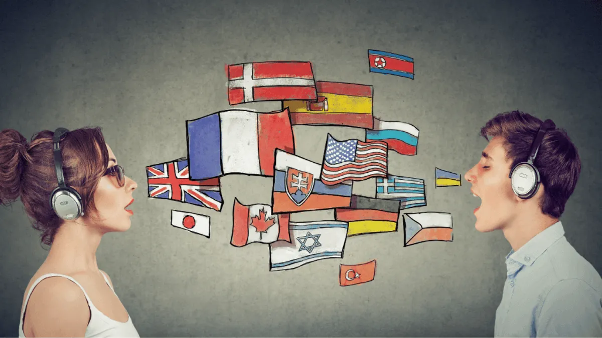 Image showing customer support team in different languages or using translations