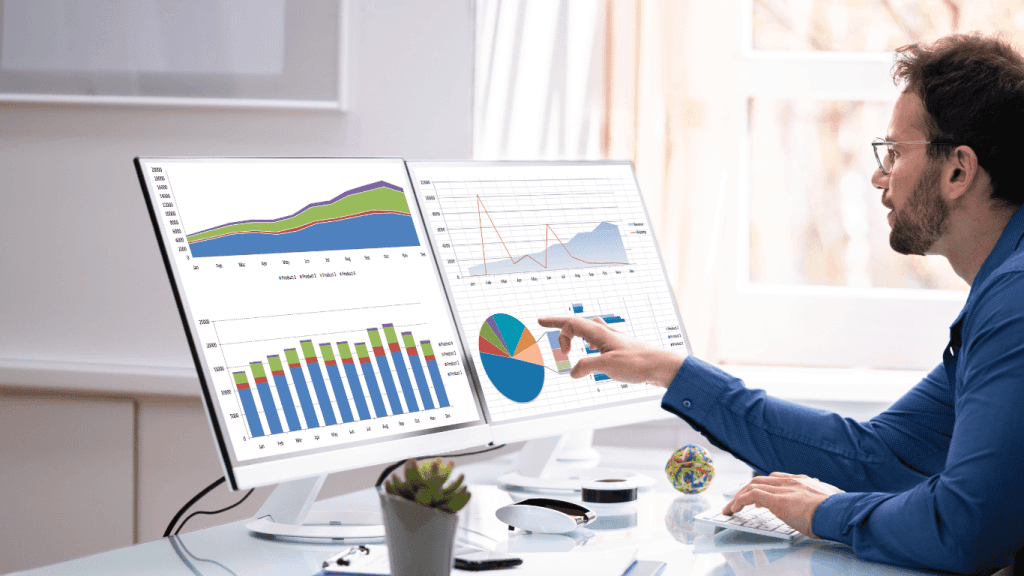 A person using an ai powered platform to analyze customer data with predictive analytics