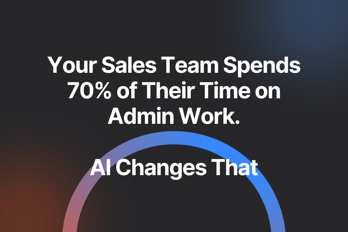 Branded article header image with the title "Your Sales Team Spends 70% of Their Time on Admin Work—Here's What Changes That" on a dark background.
