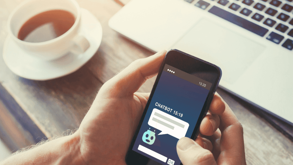 Cellphone showing a chatbot conversation